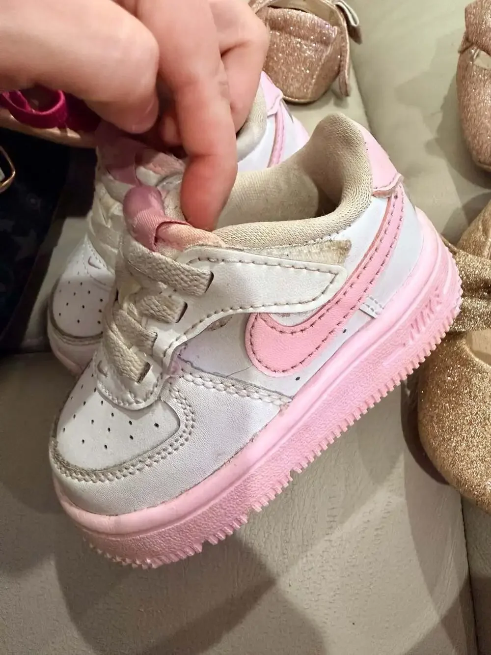 Nike Air Force 1 Low Toddler Size 4C White Pink Shoes